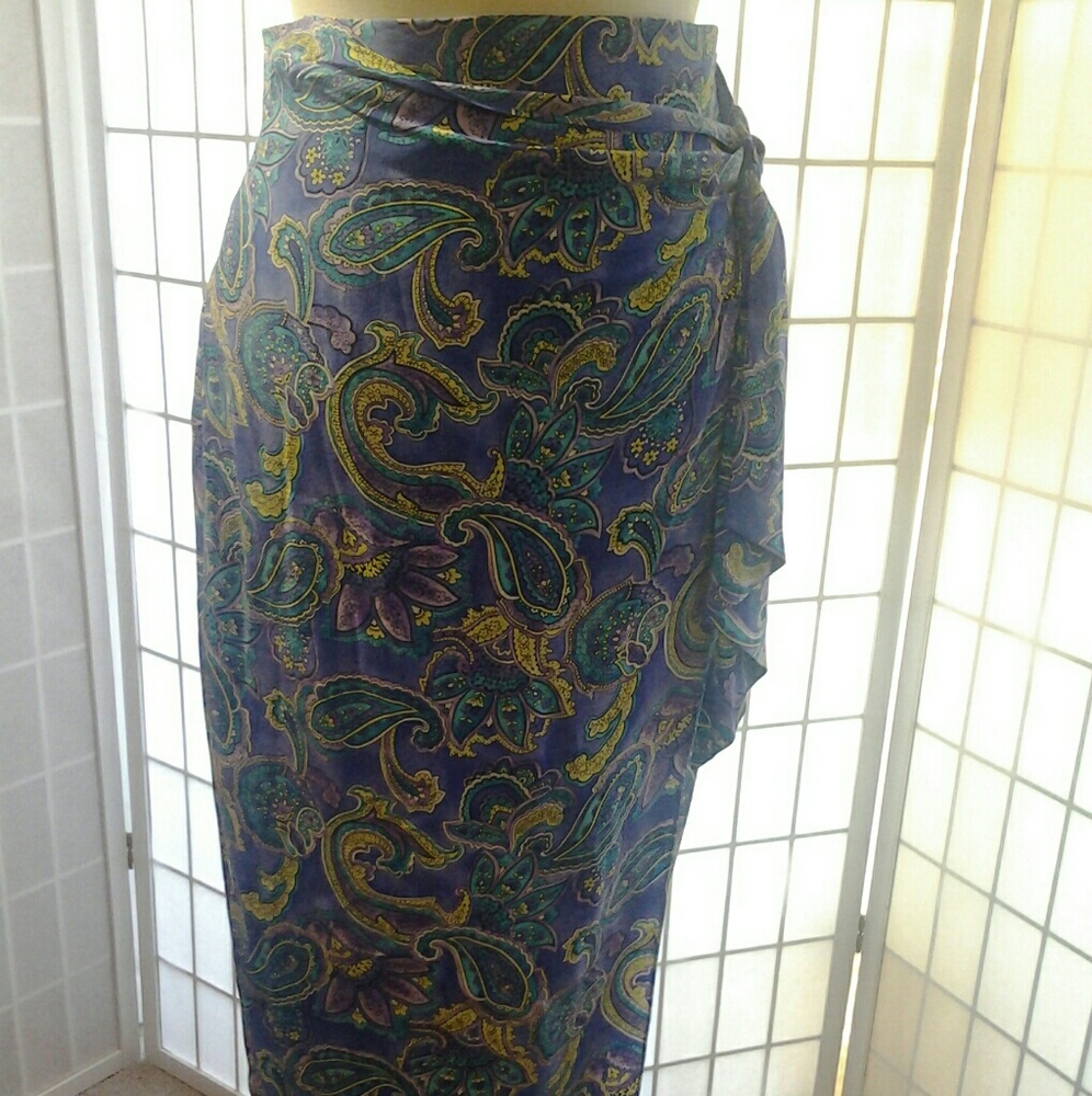 Purple Paisley Multi-colored Silk Skirt